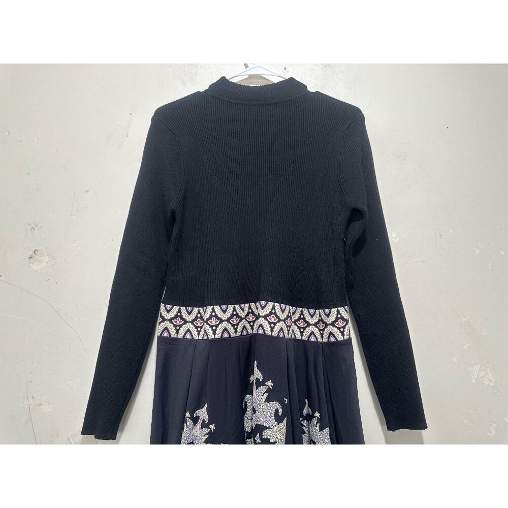 Dalia Macphee Paisley Long Maxi Dress Womens XL Black Fit Flare Mock Neck Flowy - Picture 13 of 16